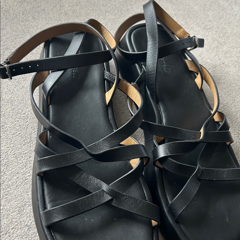 Madewell Black Leather Strappy Flat Sandals 7.5 - Picture 5 of 5